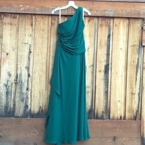 One-Shoulder Georgette Cascade Bridesmaid Dress